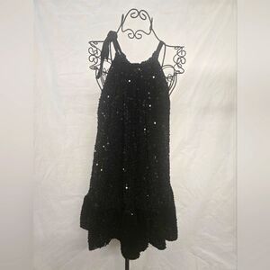 Free People Black Sequin Nova Convertible Mini Dress Sz M